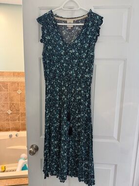 Knox Rose Teal and Black Floral Midi Dress